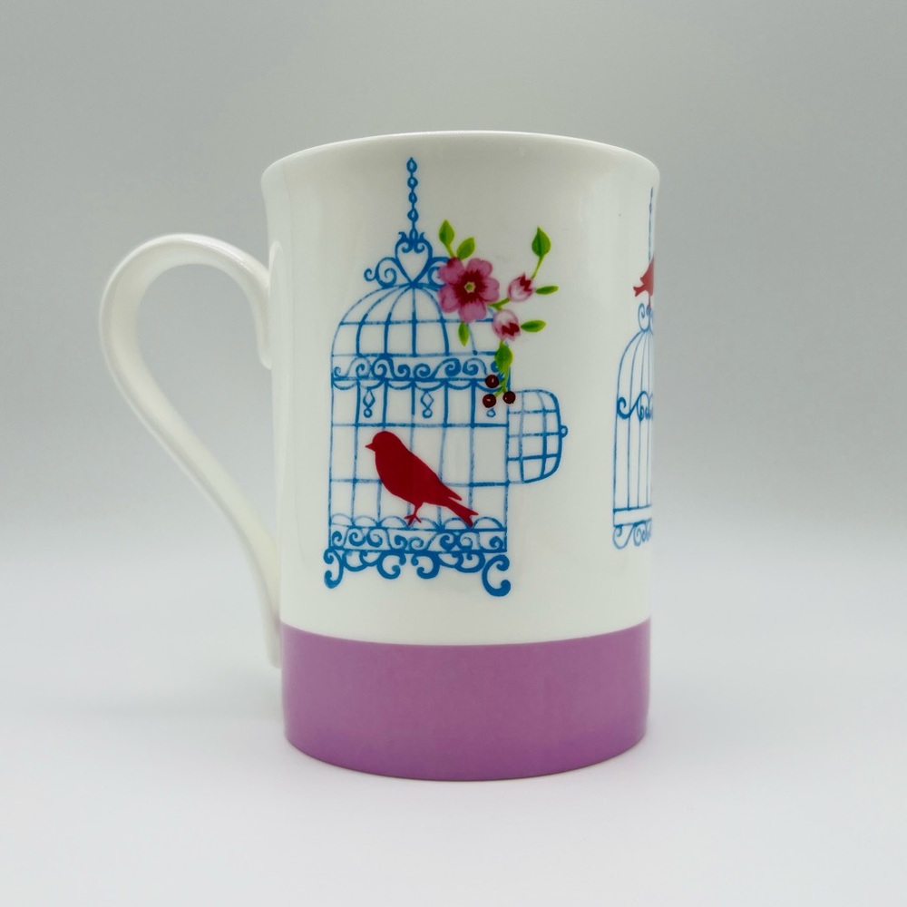 McIntosh Bird Cage Coffee Mug Tea Cup Pastel Purple | Fine Bone China